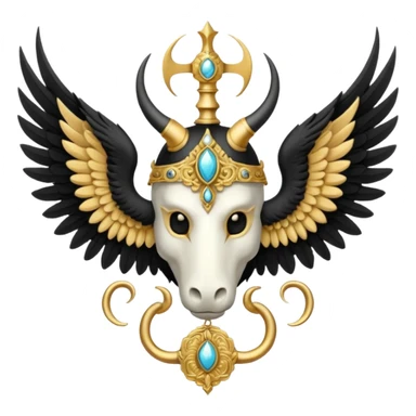 holy saint emblem with black wings with horn sticker