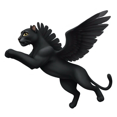 winged black puma flying sticker