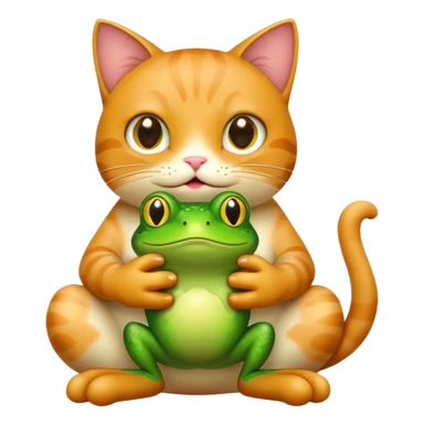 Cat holding frog sticker