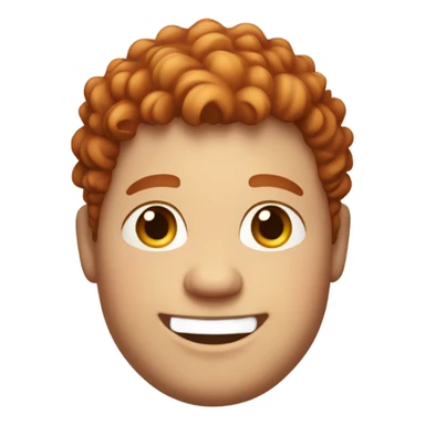 Bading redish curly few hair guy with corners in the hair chubby smiling sticker