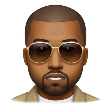 Kanye West with sunglasses and his signature look sticker