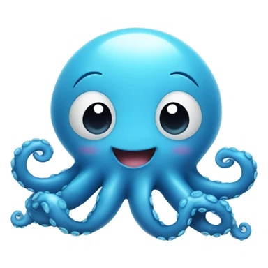 A blue cute octopus with a big smile, baby style sticker