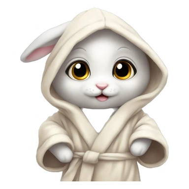 adorable baby rabbit in big bathrobe and big cute eyes sticker