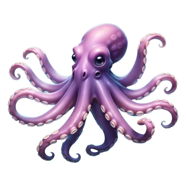 Cinematic Noble Octopus Portrait Emoji, Poised and enigmatic, with a fluid, amorphous body of iridescent, softly tinted skin and eight gracefully undulating arms adorned with delicate suckers, deep, observant eyes reflecting the mysteries of the deep, Simplified yet sharp and sophisticated features, highly detailed, glowing with a soft, oceanic luminescence, high shine, intelligent and mysterious, stylized with an air of deep-sea elegance, focused and fluid, soft glowing outline, capturing the essence of a watchful marine guardian that appears ready to drift out of the screen with effortless authority! sticker