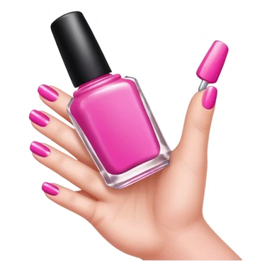 hand with painted nails and nail polish bottle sticker