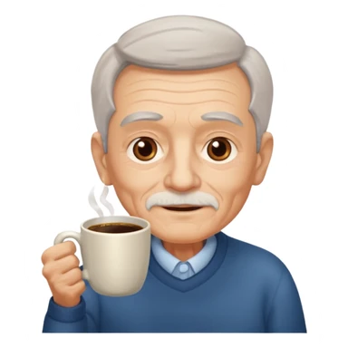 elderly with coffee men sticker