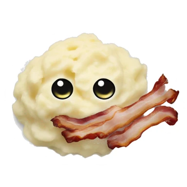 Mashed potatoes with pieces of bacon on a white plate sticker