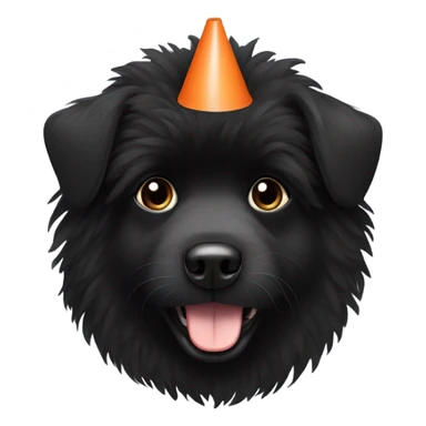 Black fluffy Dog with a cone  sticker