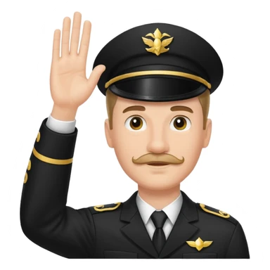 A white man with a small mustache raising one hand straight out like a Sieg Hail salute in Black SS uniform. The arm must be straight out with no bend in the elbow sticker