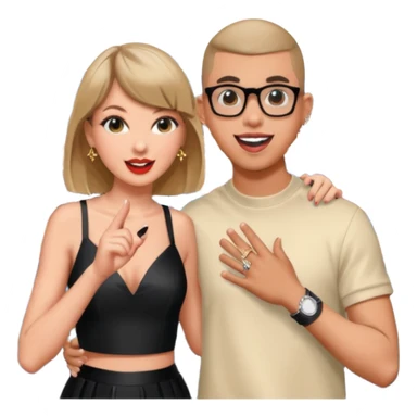 bad bunny, taylor swift singing together sticker