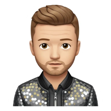 Justin Timberlake with gray sequin jacket, black shirt , light brown hair, light skin sticker