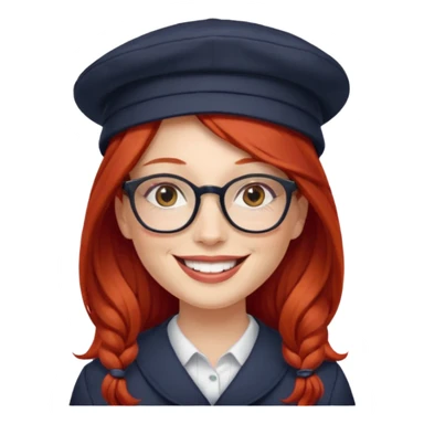 hatted womanwith glasses and long red hair sticker
