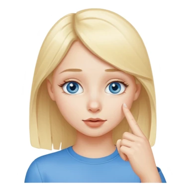 put a finger on the tip of the nose!! but In a cute way, bye a blond girl with blue yes  sticker