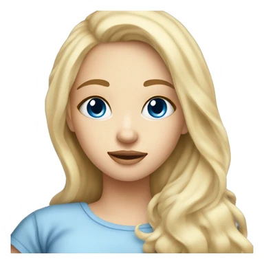 Pretty white blonde girl with blue eyes laying in bed comfy sticker