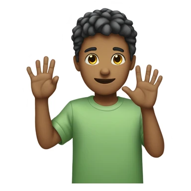 boy holding up 5 fingers on one hand sticker