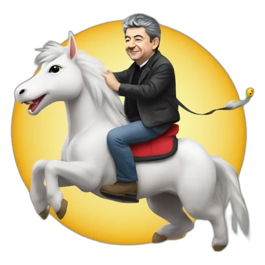 Jean Luc Mélenchon riding a pokémon sticker