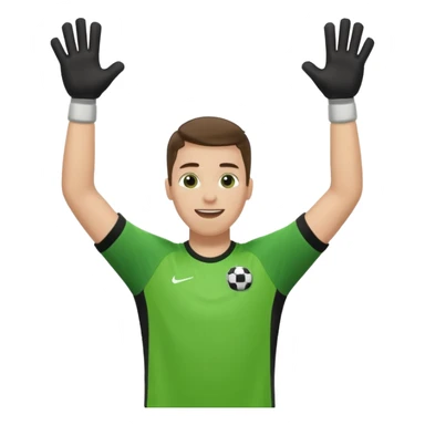 soccer goalkeeper wearing a green shirt, shorts, socks and football boots, with arms raised sticker