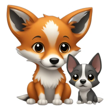 Black and white baby’s head of a fox and a dog sticker
