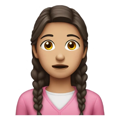 Sad brunette girl crying wearing pink clothes sticker