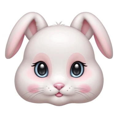 lovely innocent bunny emoji with sparkling eyes and soft blush, cute and pure sticker