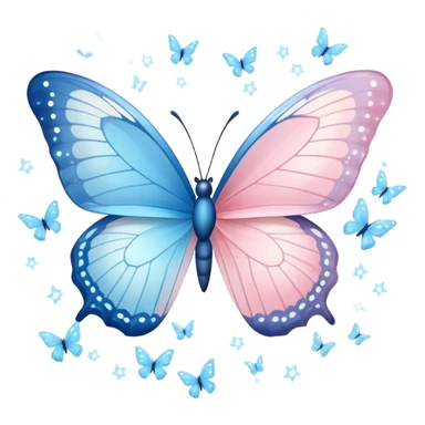 Light blue butterfly facing a light pink butterfly with trails of sparkles sticker