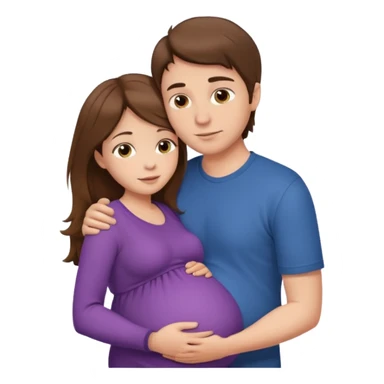 

"Men with short brown hair and fair skin hugging from behind a pregnant woman with long brown hair and fair skin, kissing."





 sticker