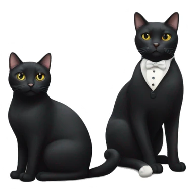 Black cat and tuxedo cat sitting next to each other sticker