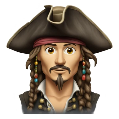 Johnny Depp pirates of the Caraïbes with his hat. Also show the shoulders sticker
