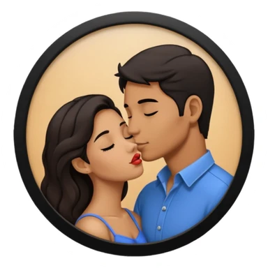 A man and a woman kissing, framed on a television screen sticker