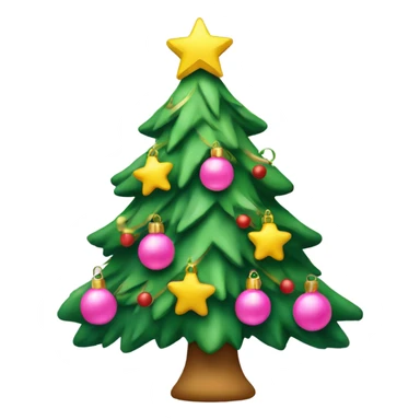 Christmas tree with pink toys and yellow star on top  sticker