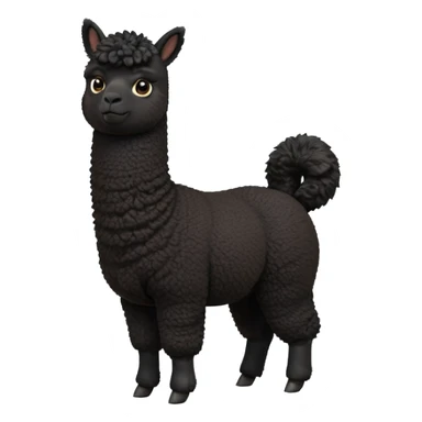 cinematic-[black alpaca]-realistic-full-body-standing-emoji,-tail-flicking-lazily,-head-tilted-dramatically,-curly-[black]-coat,-simplified-yet-realistic-focused-features,-highly-detailed,-glowing-with-an-almost-sarcastic-glow sticker