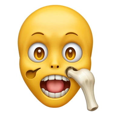 Gasping face emoji with yellow bone in its mouth sticker