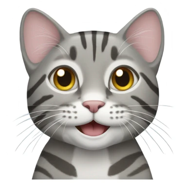 Gray tabby cat smiling with eyes half open sticker