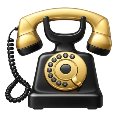 One single Gold and black phone icon, png, no background, no border sticker