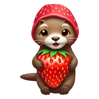 otter wearing strawberry costume sticker