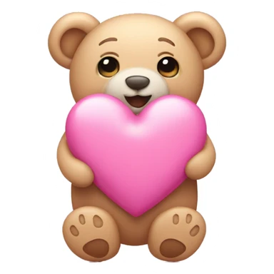 pink heart with a little teddy bear on the side sticker