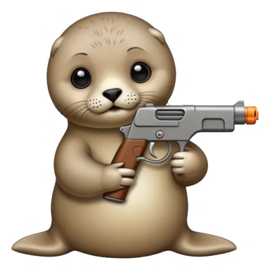 Birthday baby seal with a gun  sticker