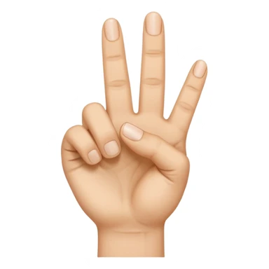 Hand with index finger middle finger and thumb holding up a 3 symbol sticker