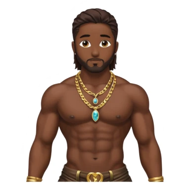  Omarion with long dark brown hair, shirtless with necklace, metallic brown pants sticker