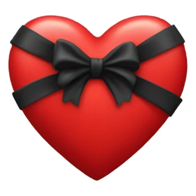 a red heart emoji with a black bow wrapped around it sticker