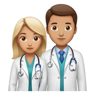 Female doctor and male doctor with medical symbols sticker
