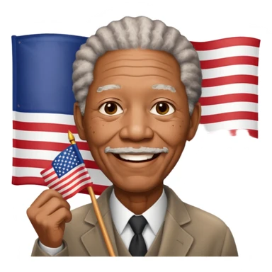 morgan freeman holding an american flag sticker