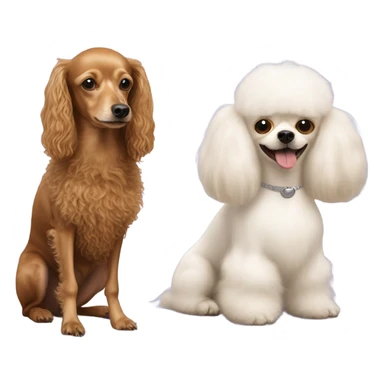 Wiry white poodle with a Chihuahua long hair brown sticker