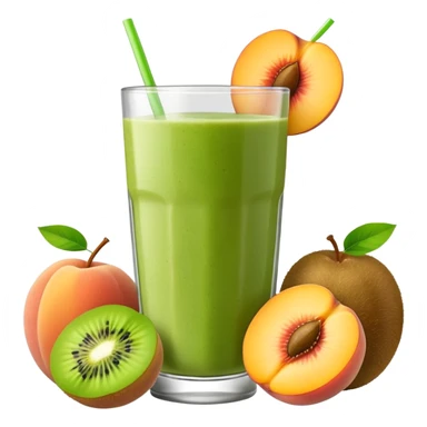 smoothie with peaches and green kiwi sticker
