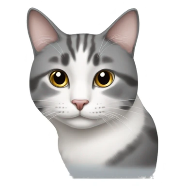 Grey and white cat with two Little spots on the nose AND one spot on the Chon sticker