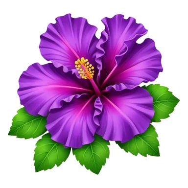 purple hibiscus with leaves sticker