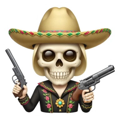 skull wearing mexican hat with a gun sticker