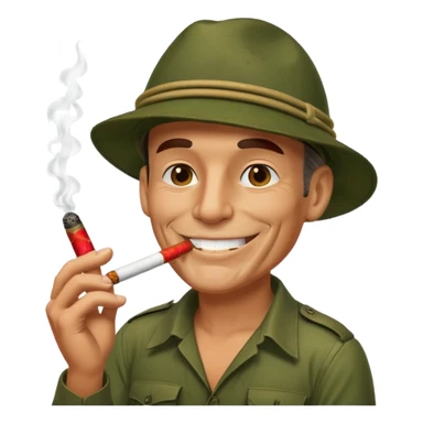 old school jungle commando smoking a cigar with a grin sticker