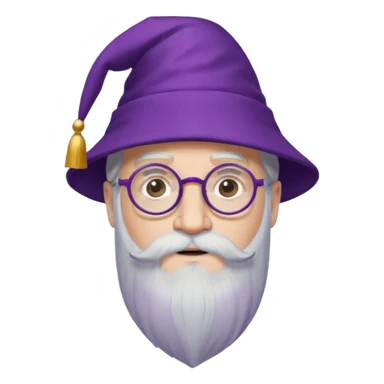 dumbledore, white hair, wear purple magic hat, glasses sticker