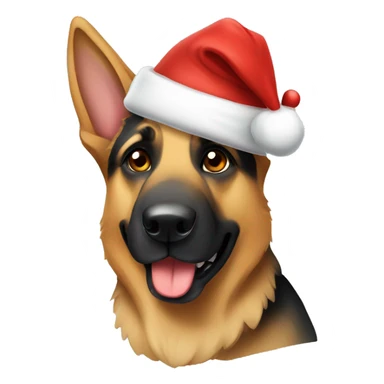 German shepherd dog wearing a Santa hat sticker